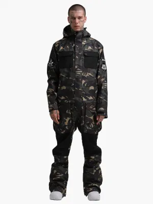 Men's Camo One Piece Ski Snowboard Suit Jumpsuit