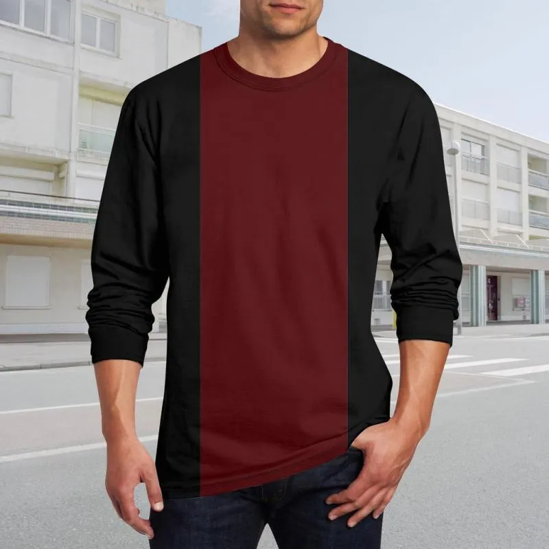 Men's Casual Colorblock Round Neck Long Sleeve T-Shirt 79752904Y