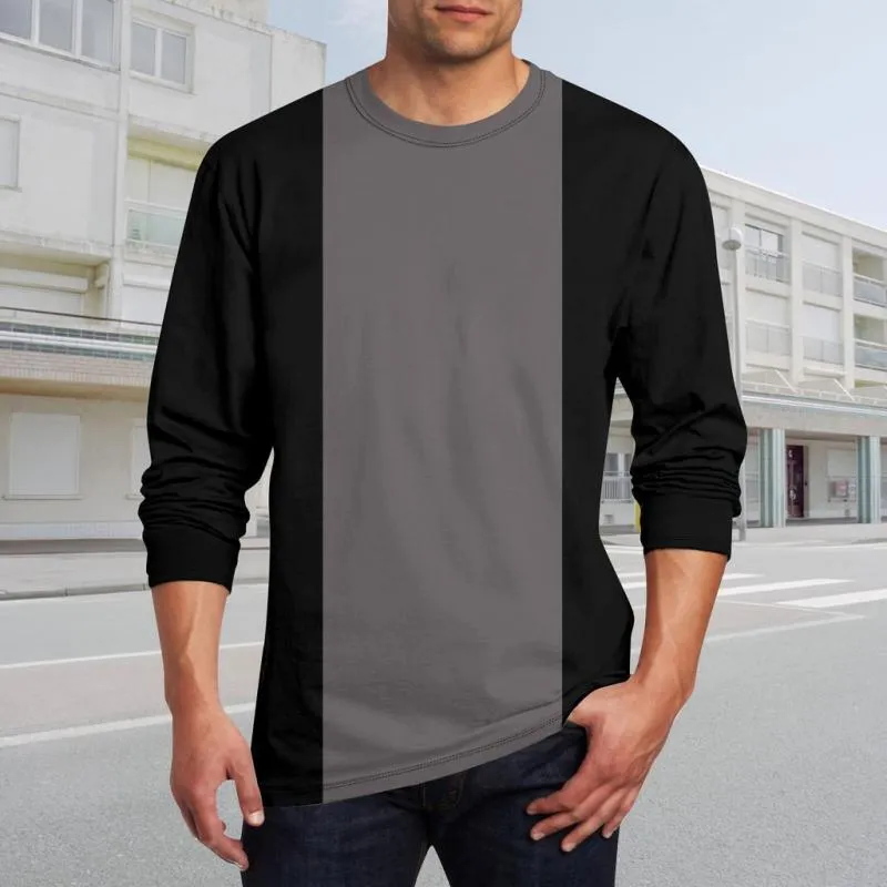 Men's Casual Colorblock Round Neck Long Sleeve T-Shirt 79752904Y