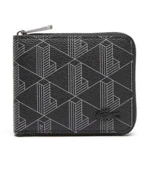 Men's Lacoste Monogram Print Small Zip Wallet Monogram Noir Gris