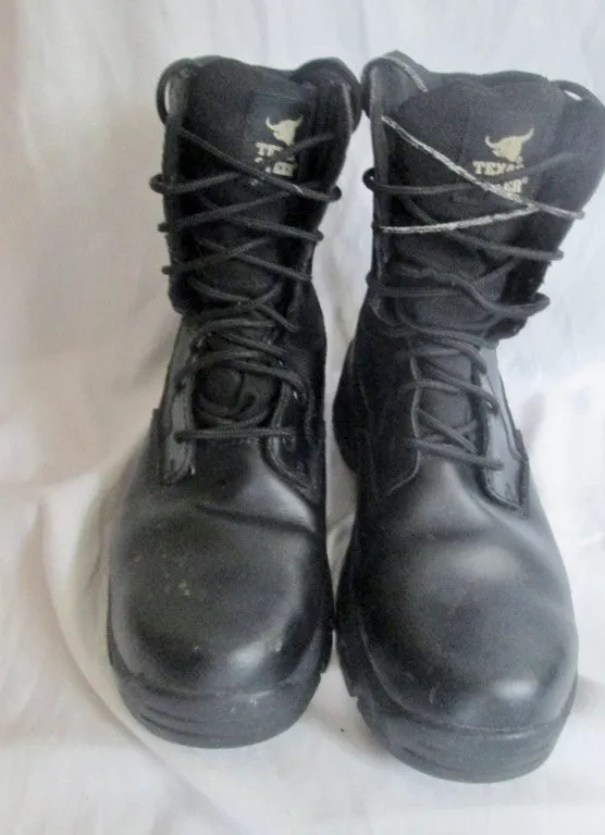 Mens TEXAS STEER Kadmus 3 Black Leather Soft Toe 8" Swat Boot Sz 10.5