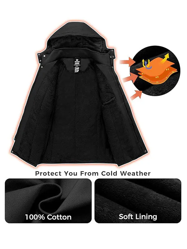 Men's Winter Coat Thicken Military Cotton Jacket Warm Fleece Parka Jacket with Removable Hood