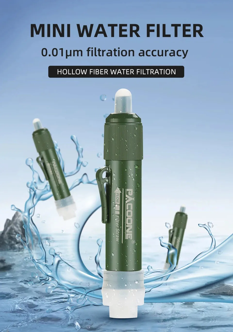 Mini Water Filtration System Water Purification Filter - Straw, Bag