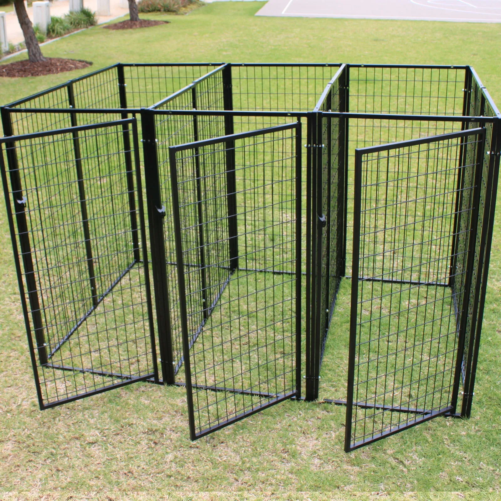 Modular 3 Dog Kennel Super Heavy-Duty Steel Pet Outdoor Run