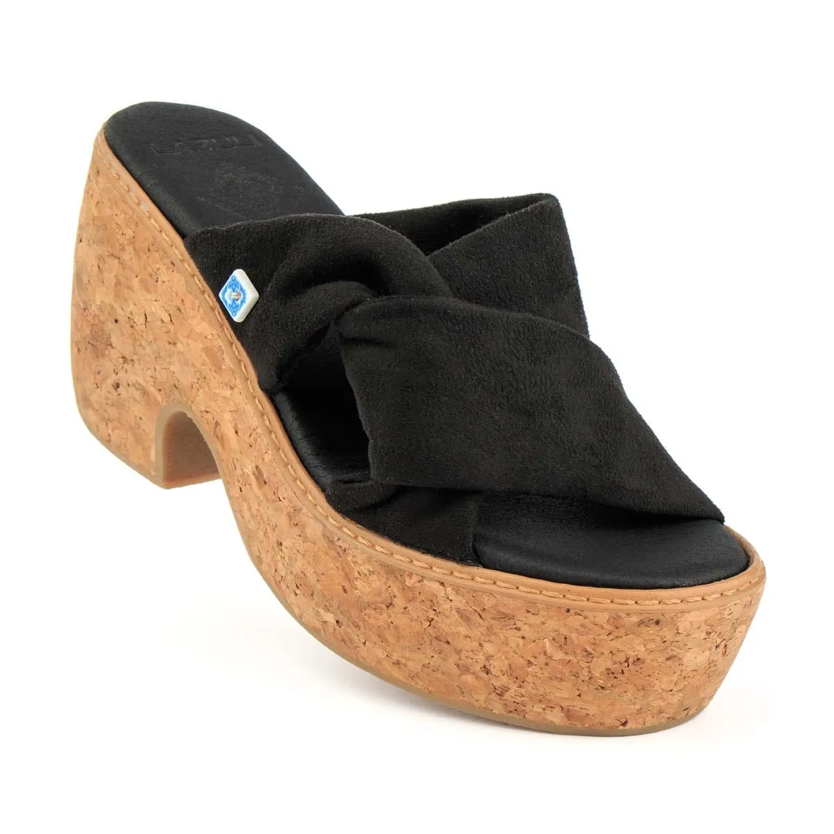 My Twist Vegan Suede & Cork Wedge | Black