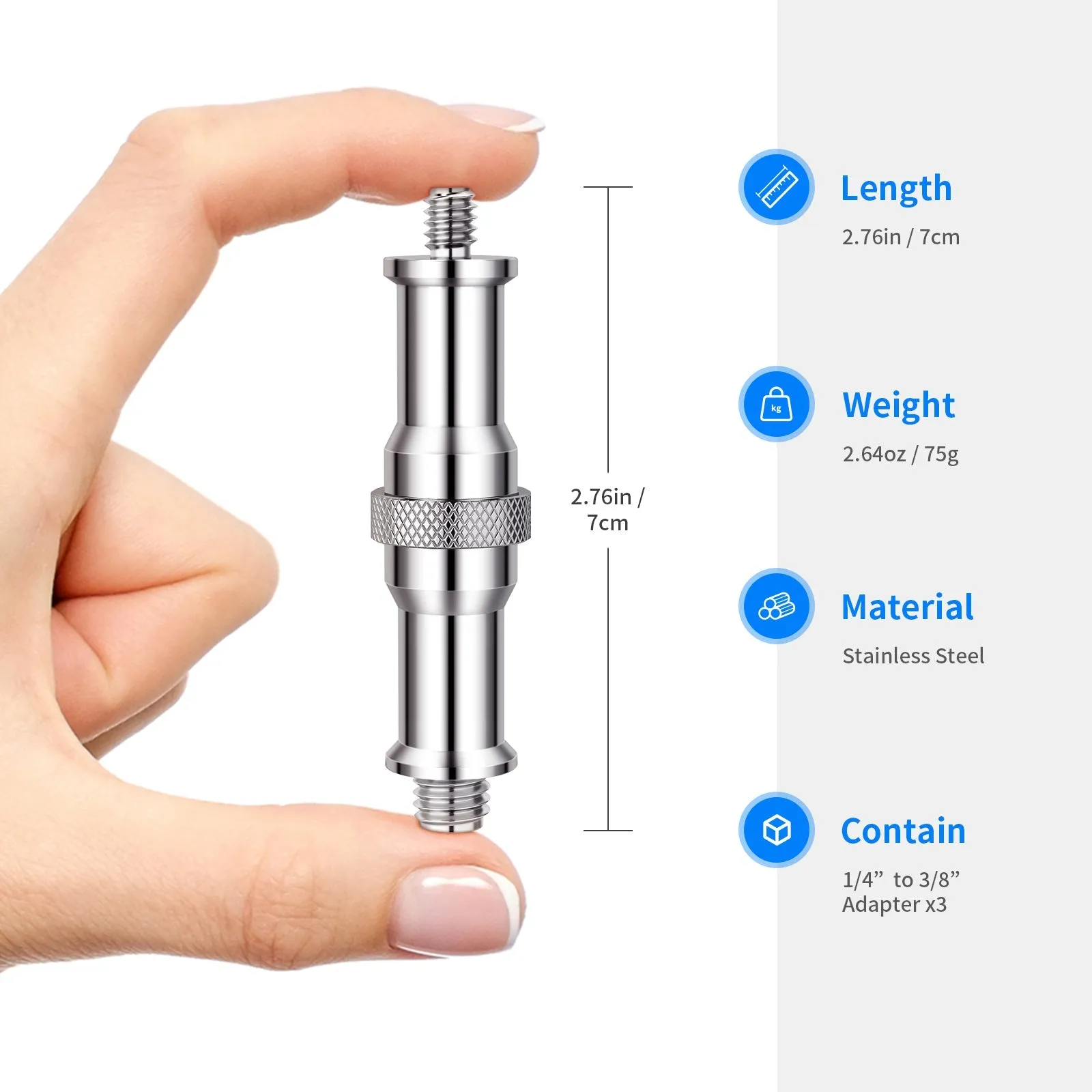 NEEWER 3 Pack ST23 Standard 1/4” to 3/8” Male Metal Converter Threaded Screw Adapter