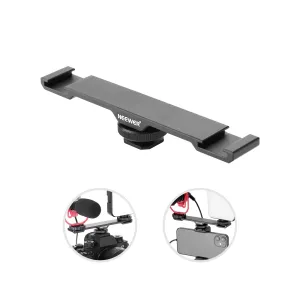 NEEWER Dual Cold Shoe Mount Bracket, Aluminum Alloy Dual Hot Shoe Extension Bar