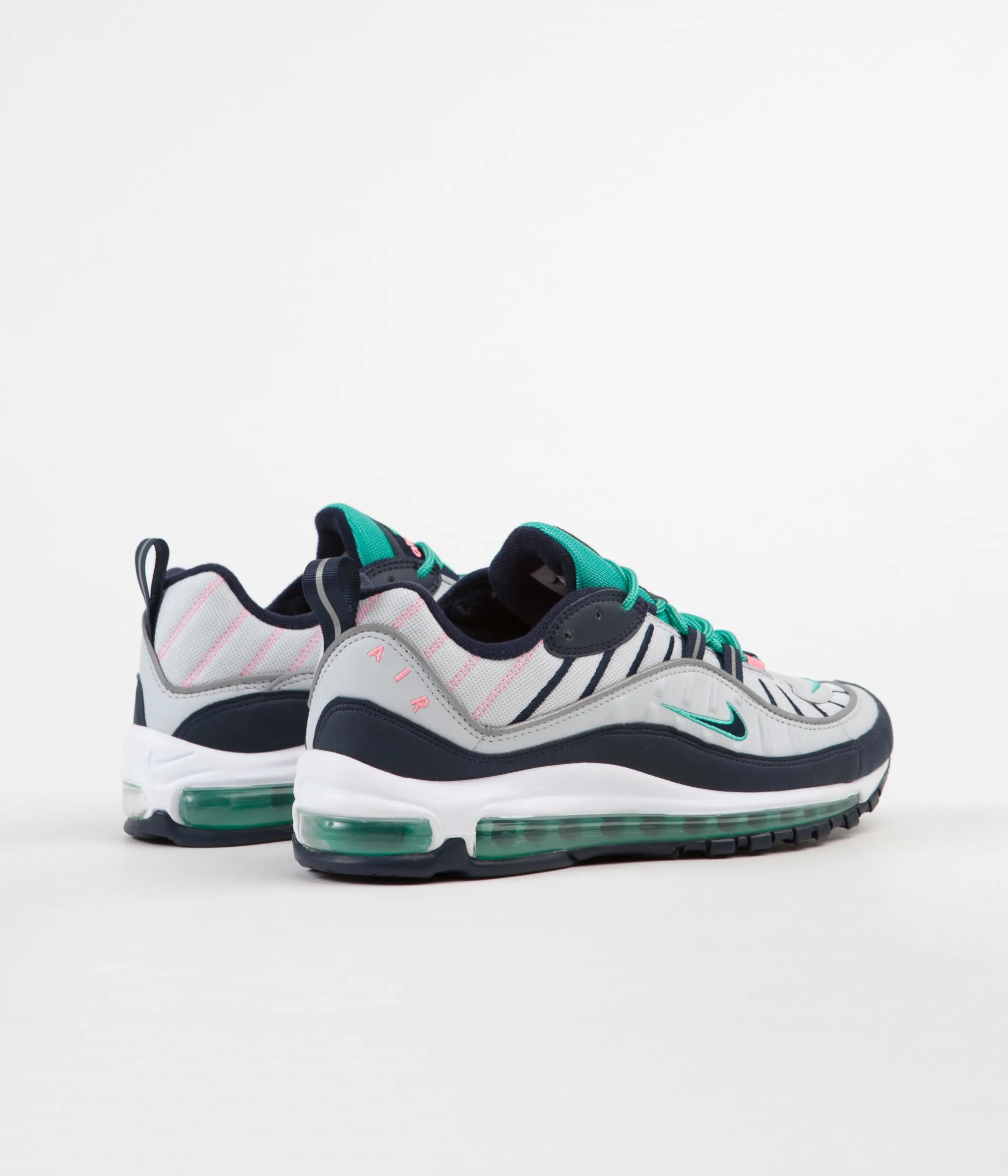 Nike Air Max 98 Shoes - Pure Platinum / Obsidian - Kinetic Green