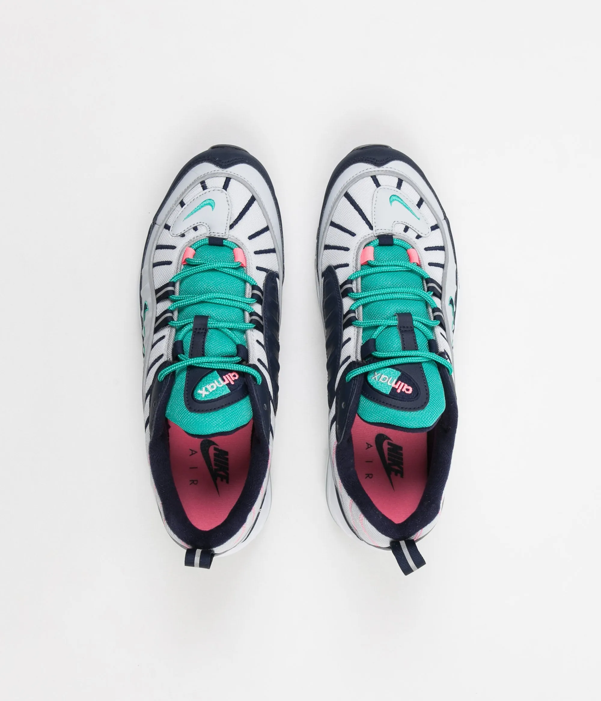 Nike Air Max 98 Shoes - Pure Platinum / Obsidian - Kinetic Green