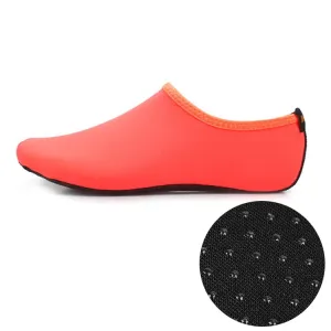 Non-slip Plastic Grain Texture Thick Cloth Sole Solid Color Diving Shoes and Socks, One Pair, Size:L (Orange)