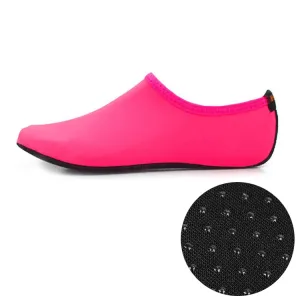 Non-slip Plastic Grain Texture Thick Cloth Sole Solid Color Diving Shoes and Socks, One Pair, Size:S (Rose Red)