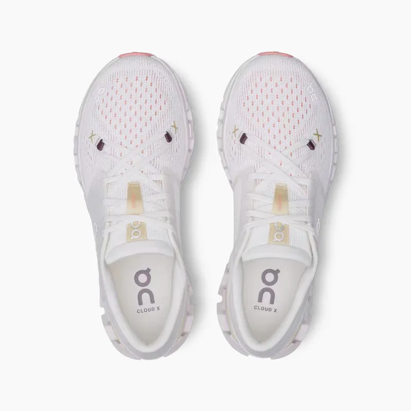 On Running Womens Cloud X 4  Sneakers in Ivory Sand