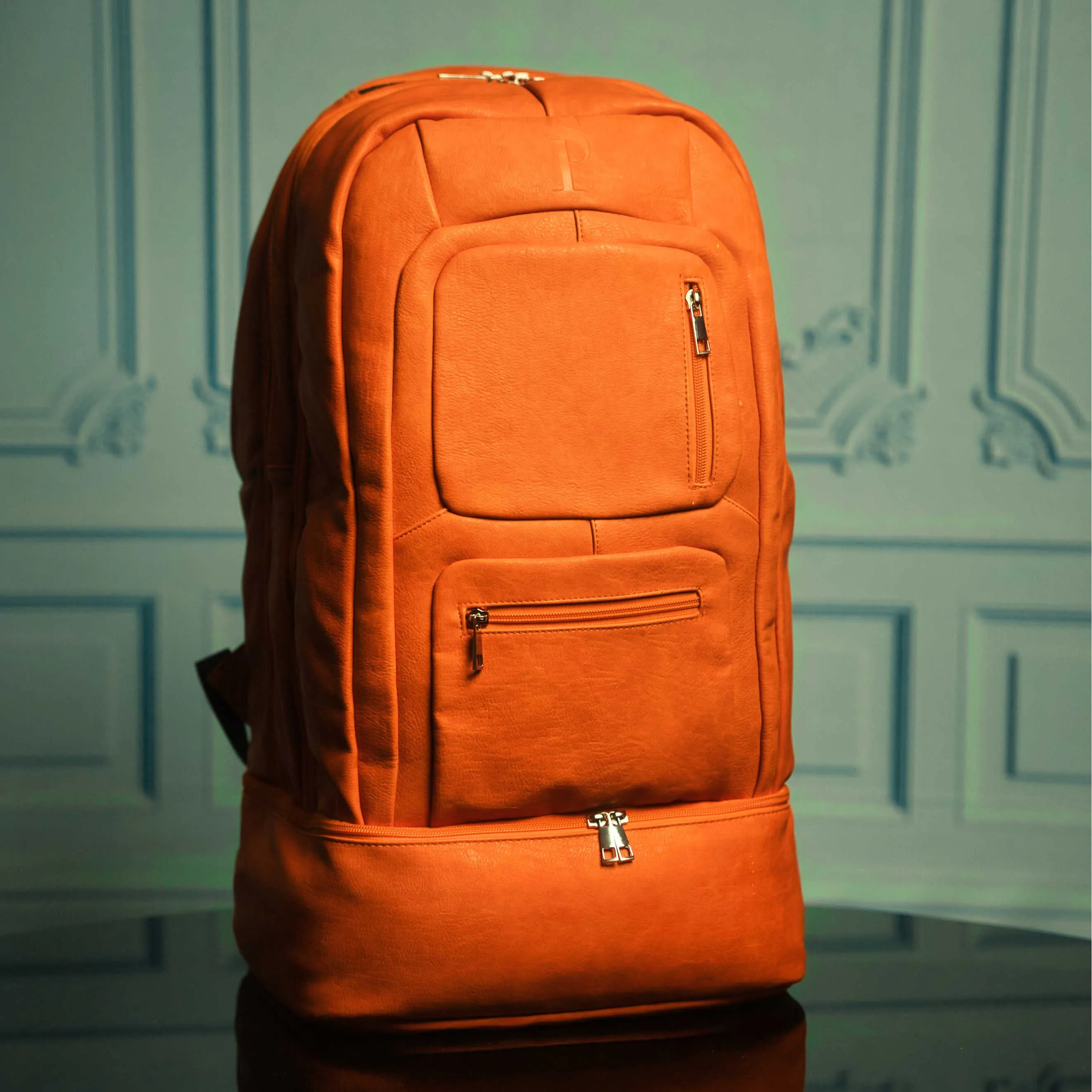 Orange Tumbled Leather Bag Set (Signature and Duffle)