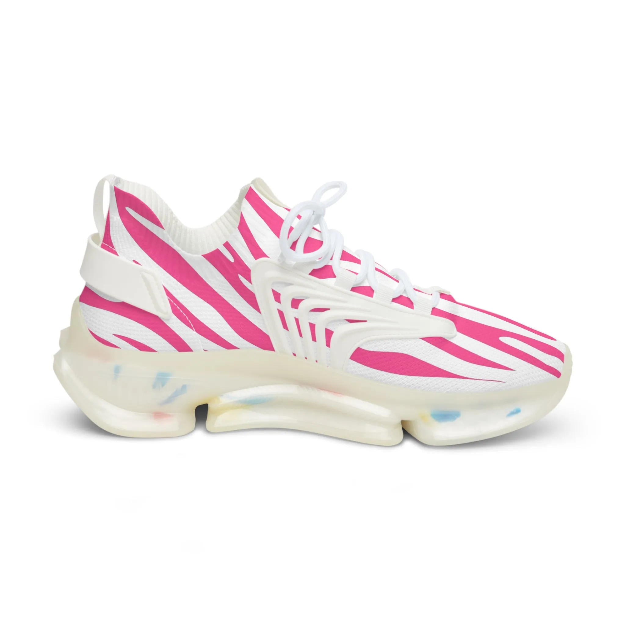 Pink Zebra Pattern Men's Mesh Sneakers