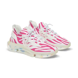 Pink Zebra Pattern Men's Mesh Sneakers