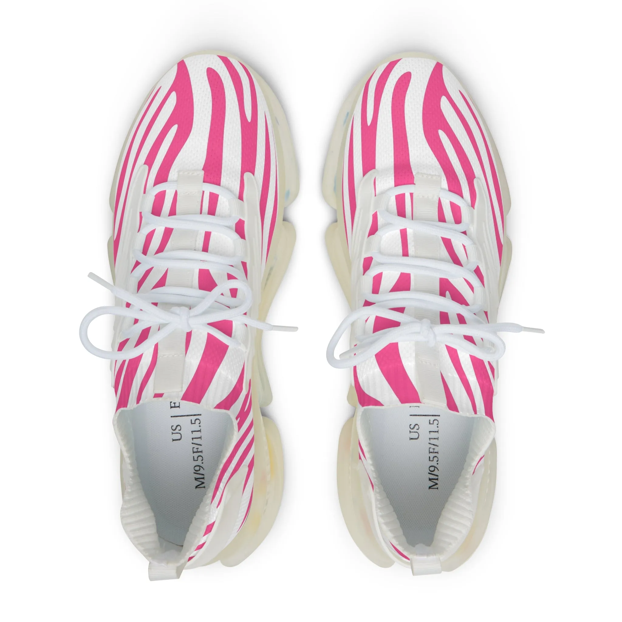 Pink Zebra Pattern Men's Mesh Sneakers