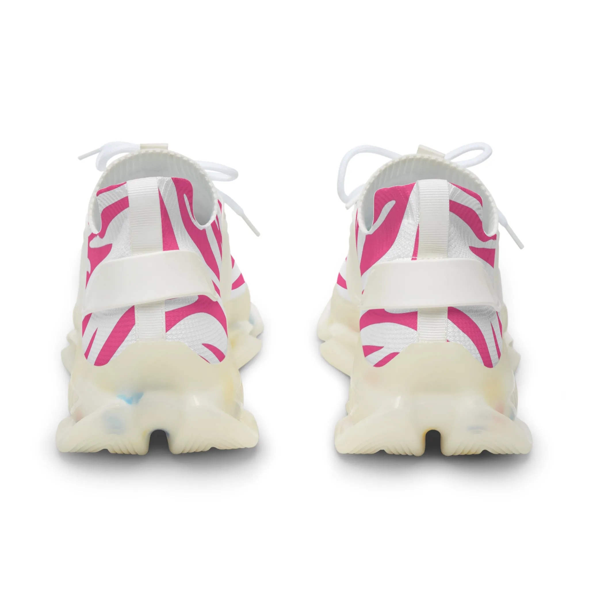 Pink Zebra Pattern Men's Mesh Sneakers