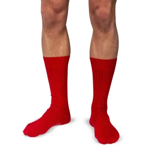 Red Cotton Mid Calf Dress Socks