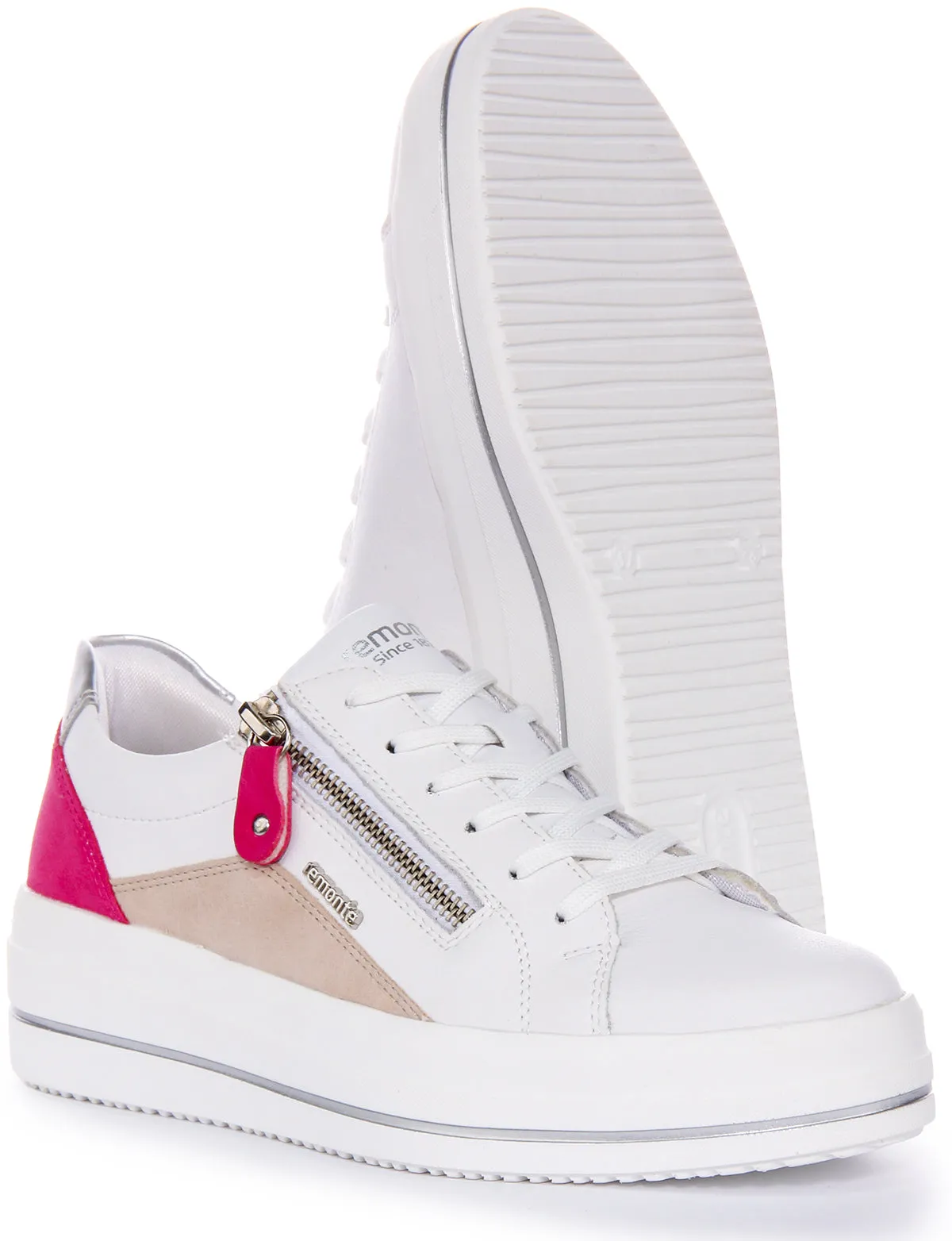 Remonte D1C01-80 Trainers In White Pink For Women