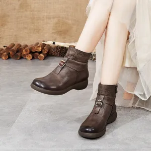 Retro Handmade Casual Leather Short Boots | Gift Shoes