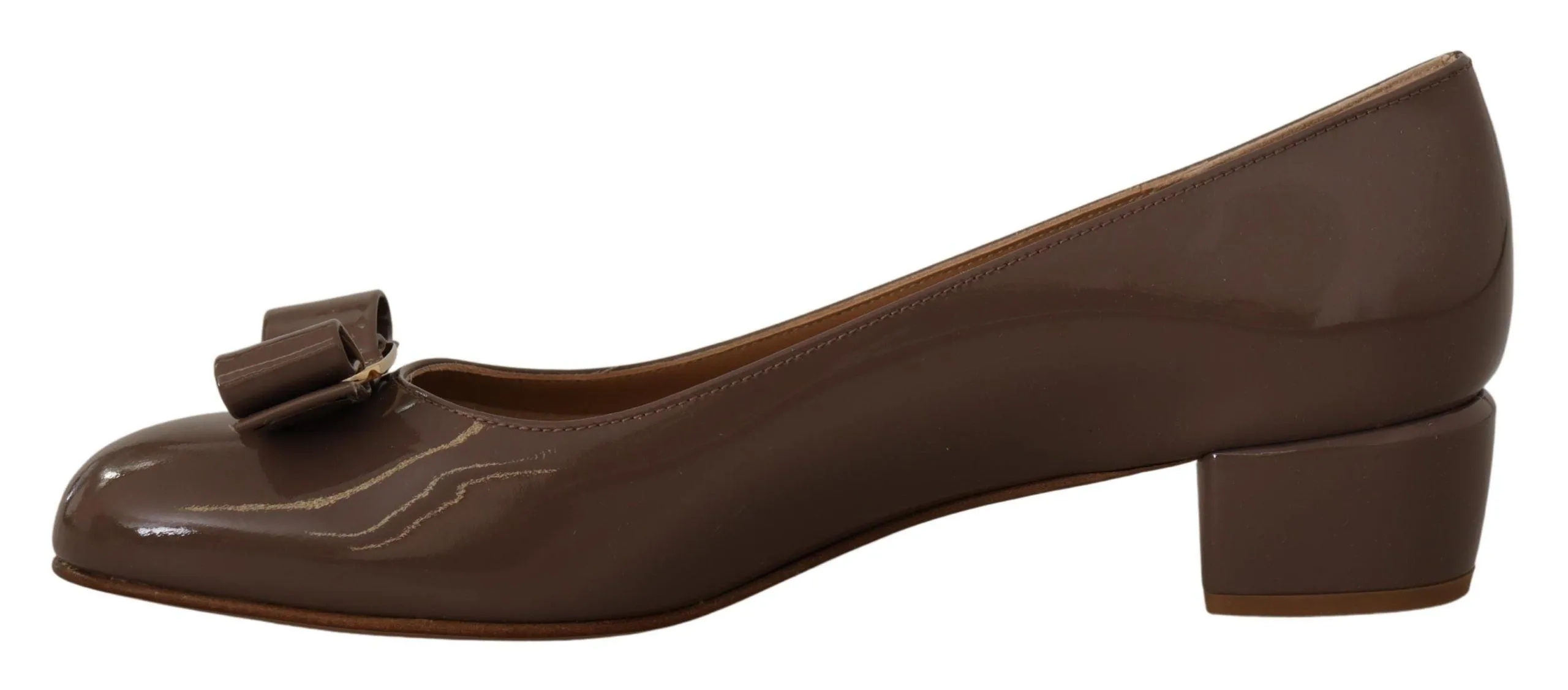 Salvatore Ferragamo Brown Naplak Calf Leather Pumps Shoes