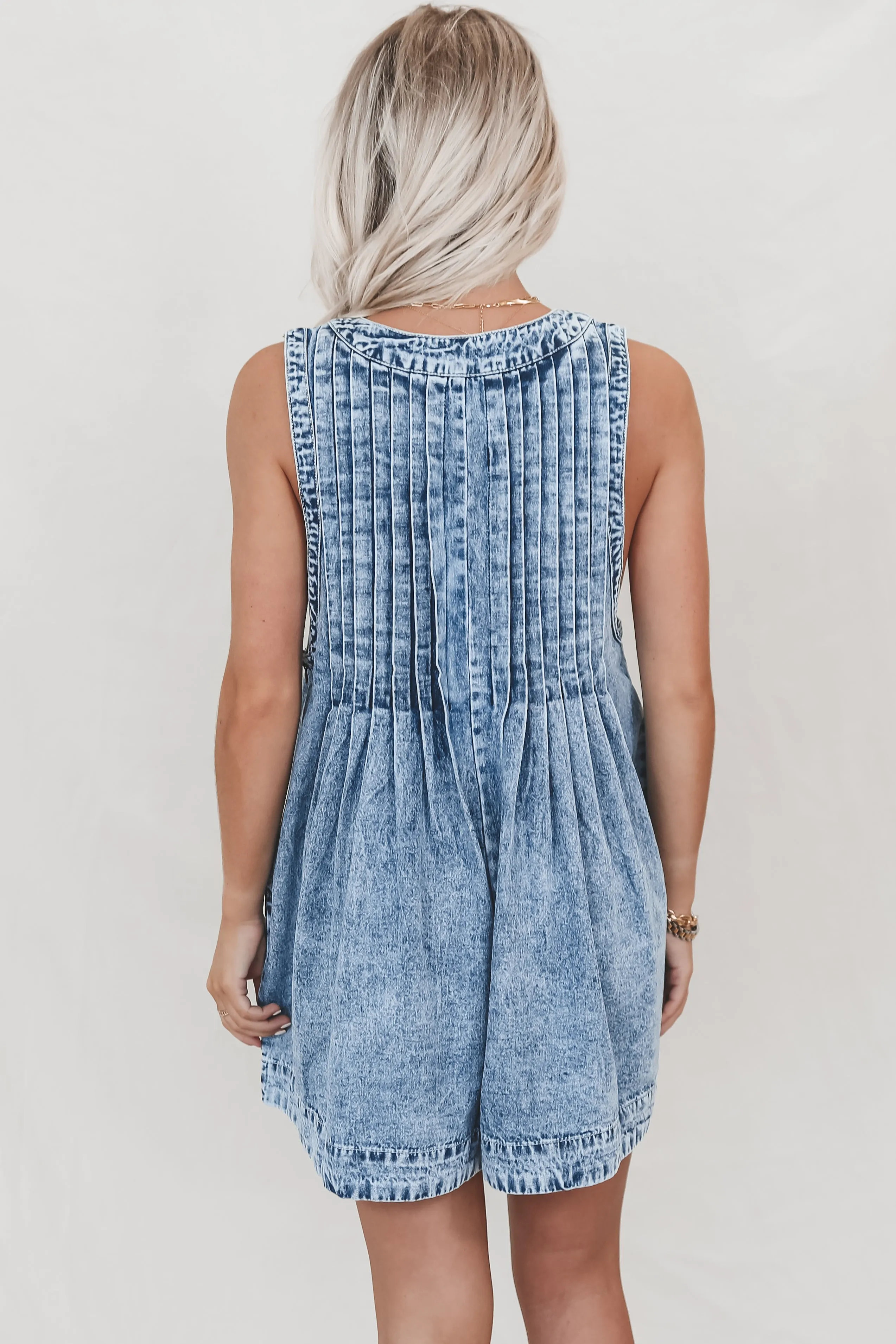 She's Got An Edge Washed Denim Romper