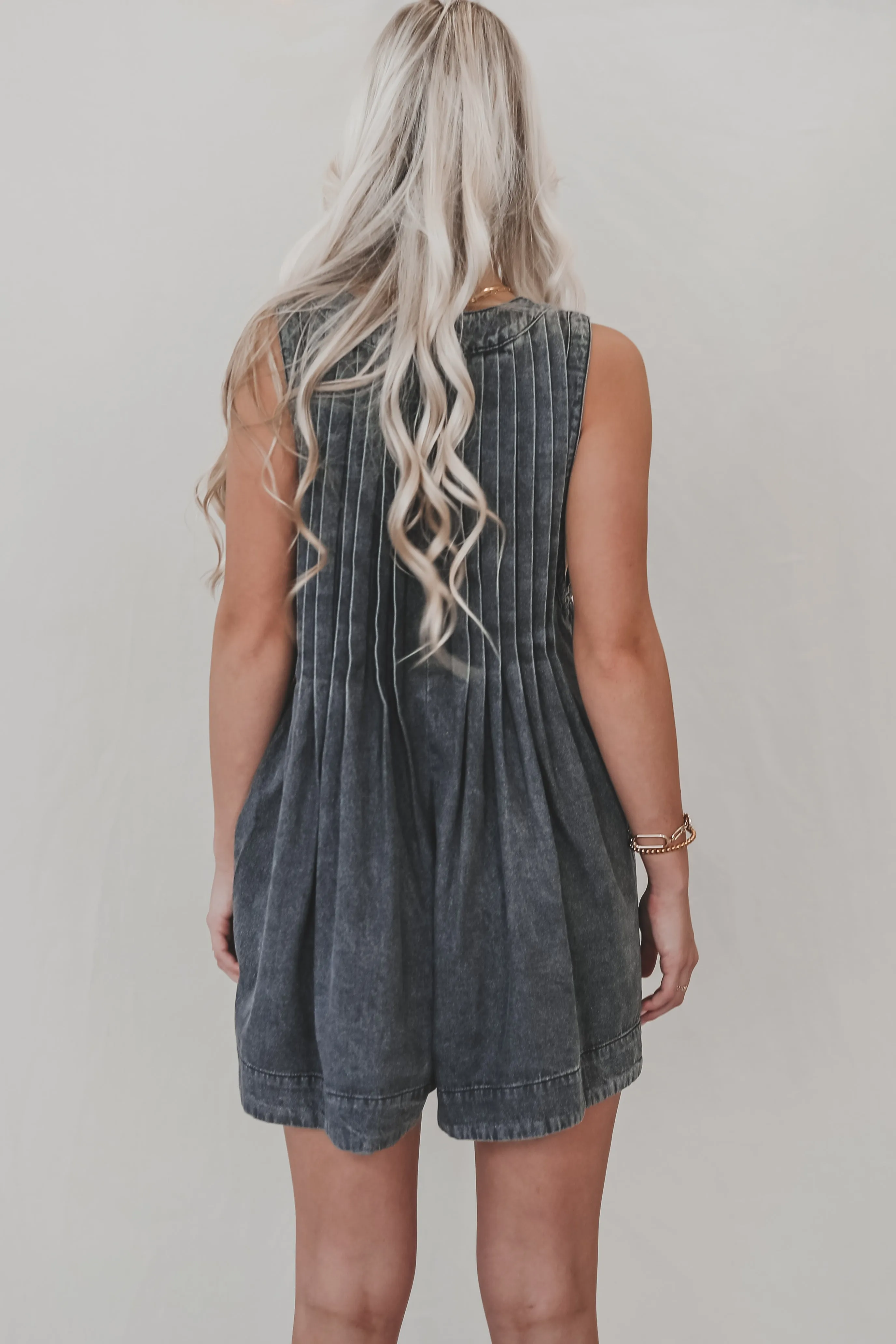 She's Got An Edge Washed Denim Romper