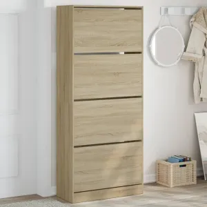 Shoe Cabinet with 4 Flip-Drawers Sonoma Oak 80x34x187.5 cm