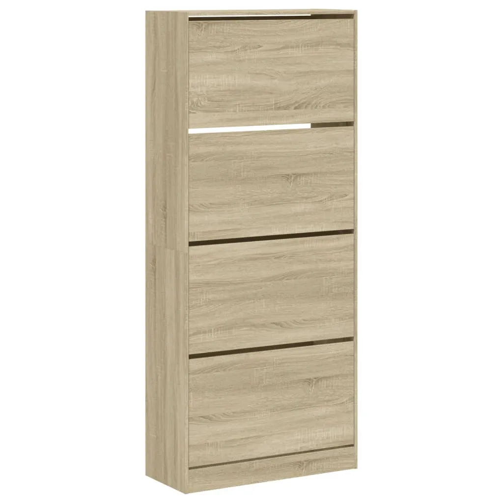 Shoe Cabinet with 4 Flip-Drawers Sonoma Oak 80x34x187.5 cm