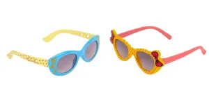 SHOP FRENZY kids fancy UV protected sunglass combo Blue, yellow with case (3-10 years)