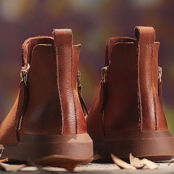 Short Tube Winter Leather Ankle Boots |Gift Shoes 34-42