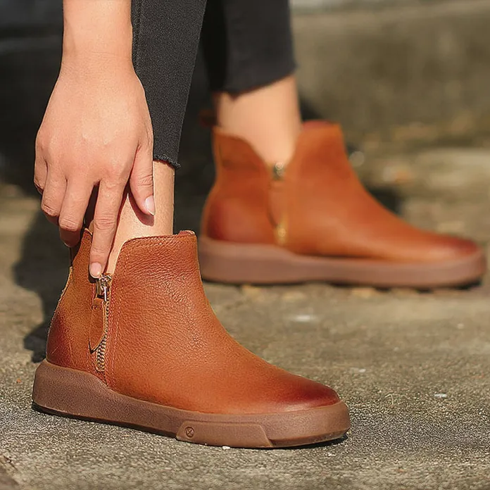 Short Tube Winter Leather Ankle Boots |Gift Shoes 34-42