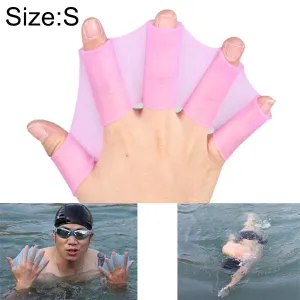 Silicone Swimming Web Fins Hand Flippers Training Gloves, S(Magenta)