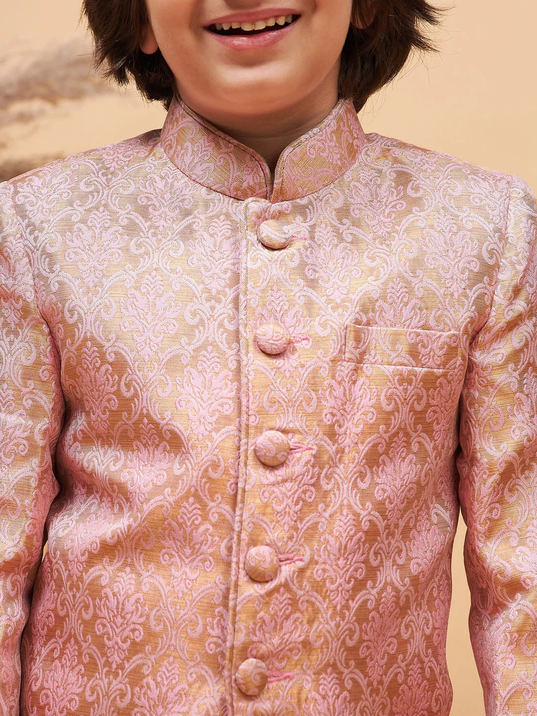 Silk Banarasi Pink Jodhpuri Set