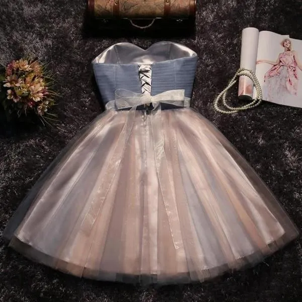 Strapless Sweetheart Neck Homecoming Dress Blush Pink  Short Prom Dresses PD304