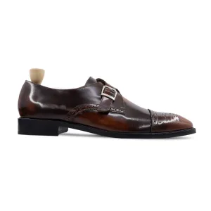 Strombus - Men's Burnished Brown Box Leather High Shine Single Monkstrap