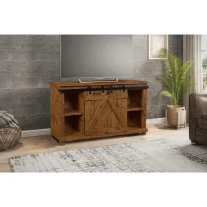 Sunset Trading Stowe Barn Door 60 inch TV Stand in Rustic Brown