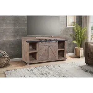 Sunset Trading Stowe Barn Door 60 inch TV Stand in Rustic Gray