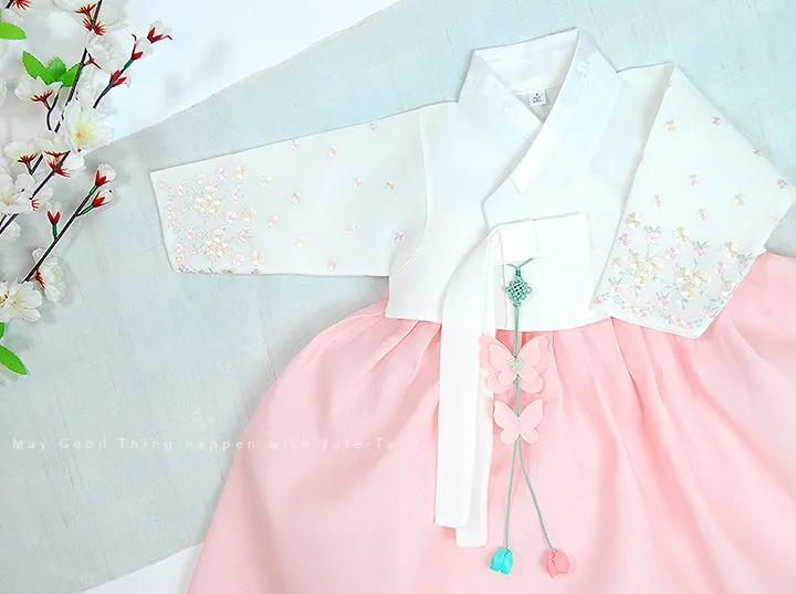 Tiny Wild Flower Baby Girl Hanbok in Ivory