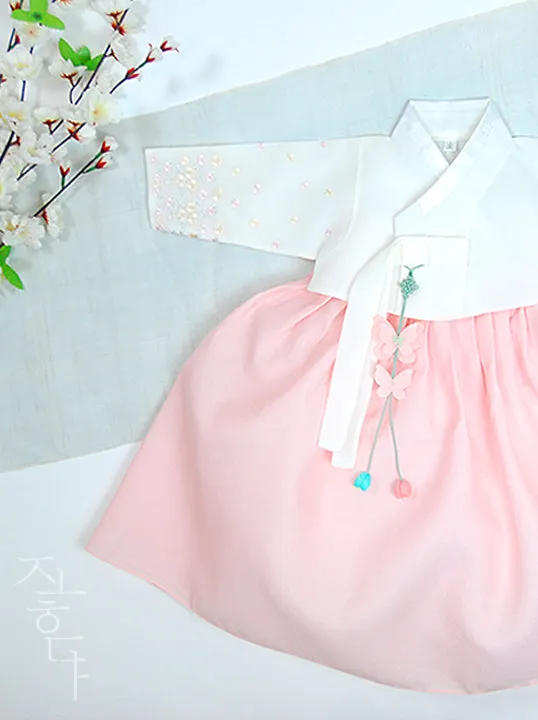 Tiny Wild Flower Baby Girl Hanbok in Ivory