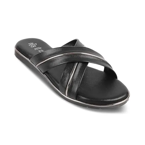 tresmode STREP Women's Flats Sandals Black, 4 UK / 37 EU - Ladies Dress Footwear Soft Comfortable