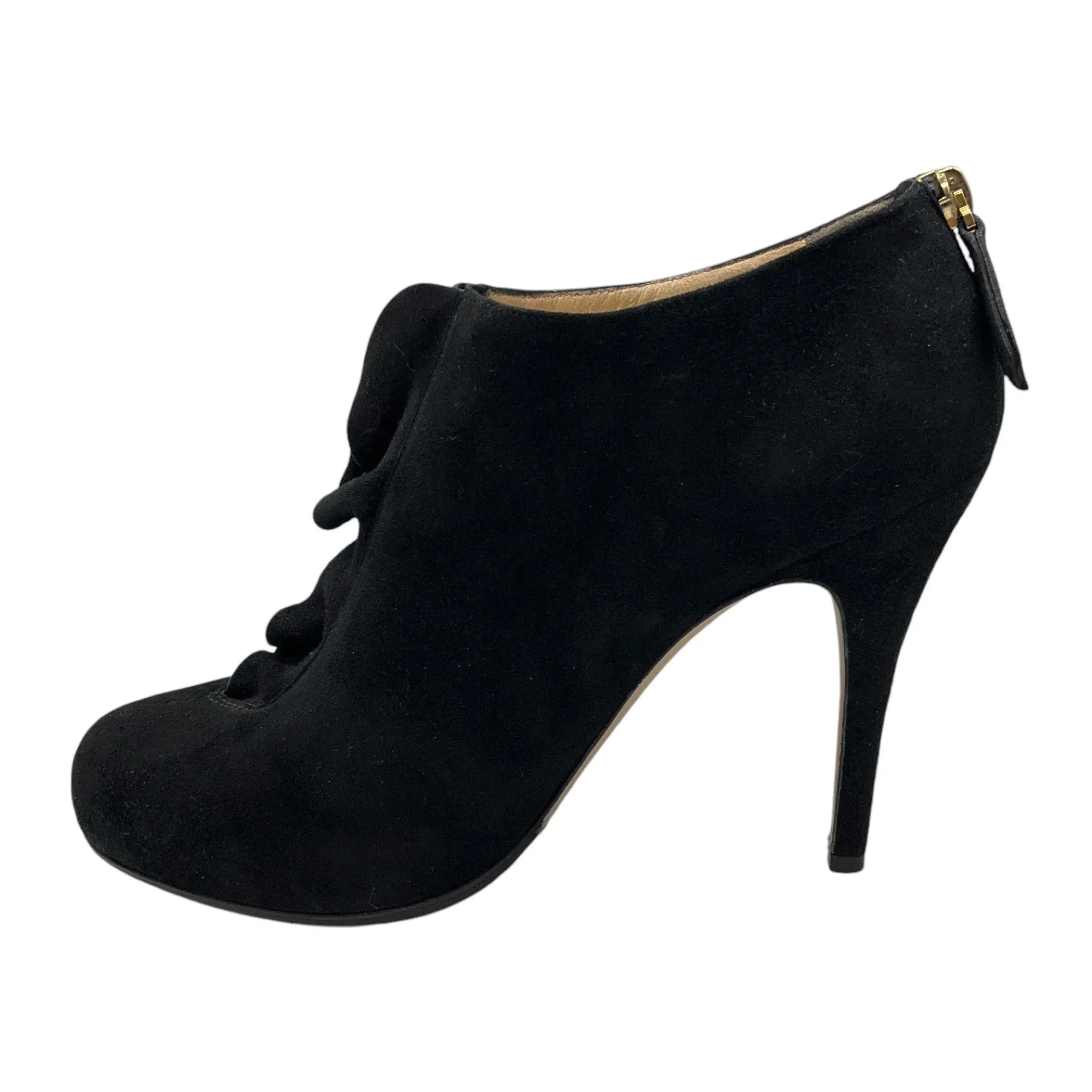 Valentino Black Ruffled Suede Ankle Booties