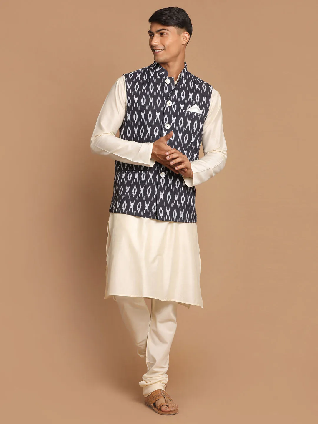 VASTRAMAY Black Nehru Jacket Set