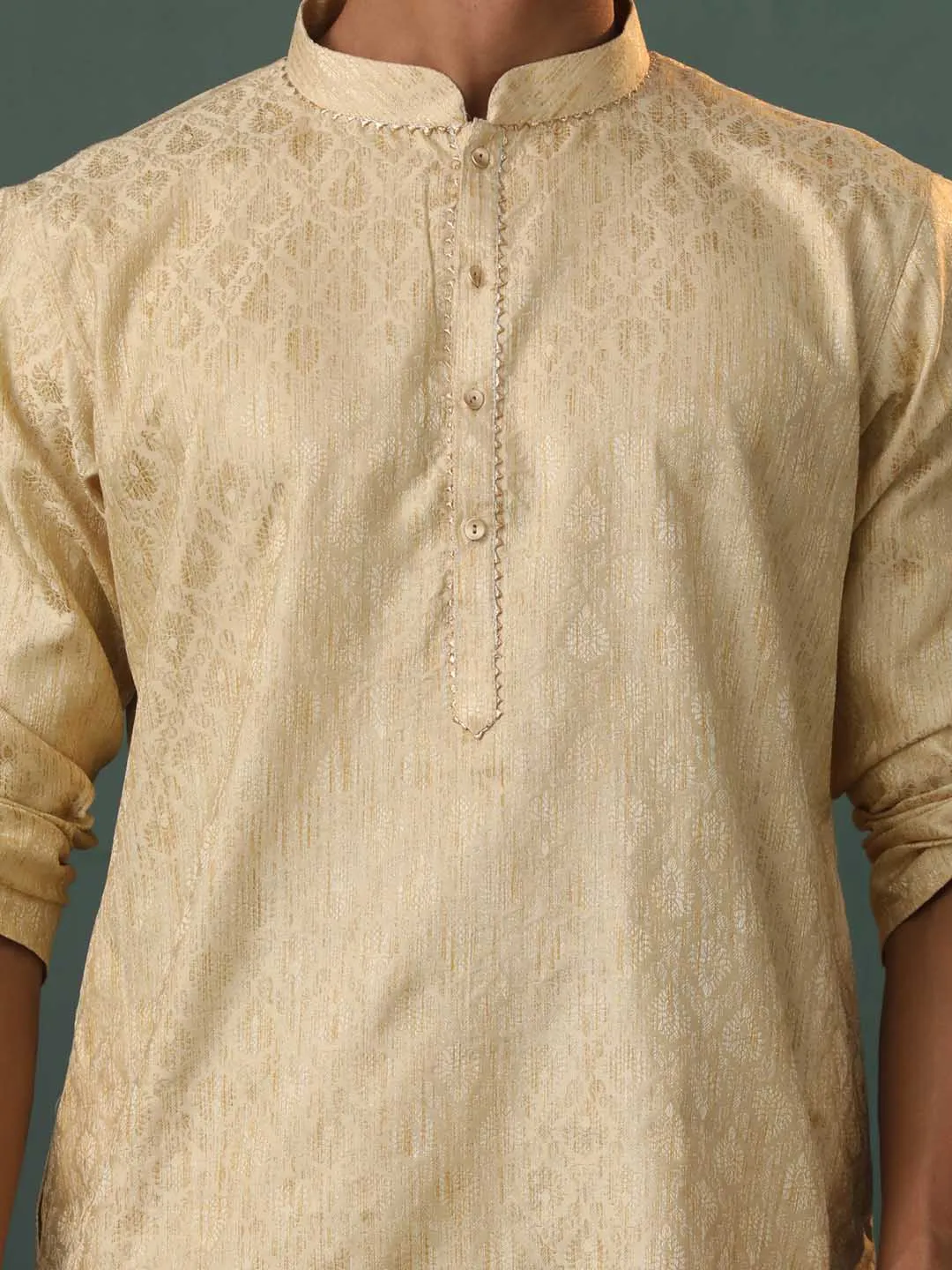 VASTRAMAY Gold Silk Blend Kurta Set