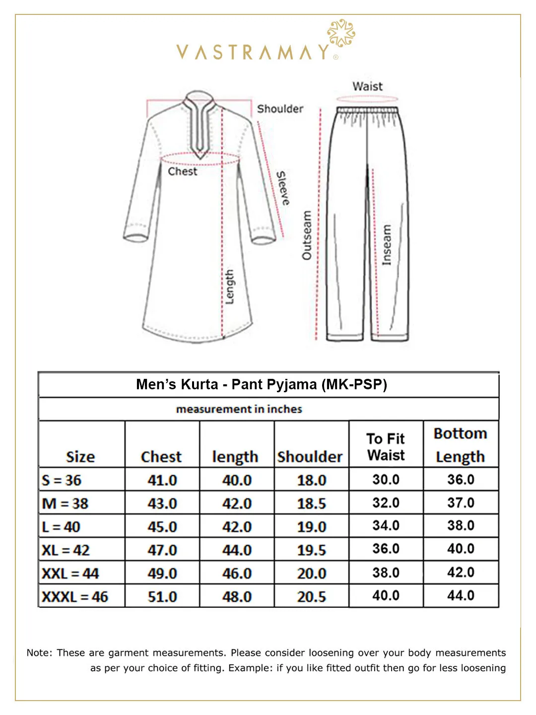 VASTRAMAY Men's Black Kurta and White Pyjama