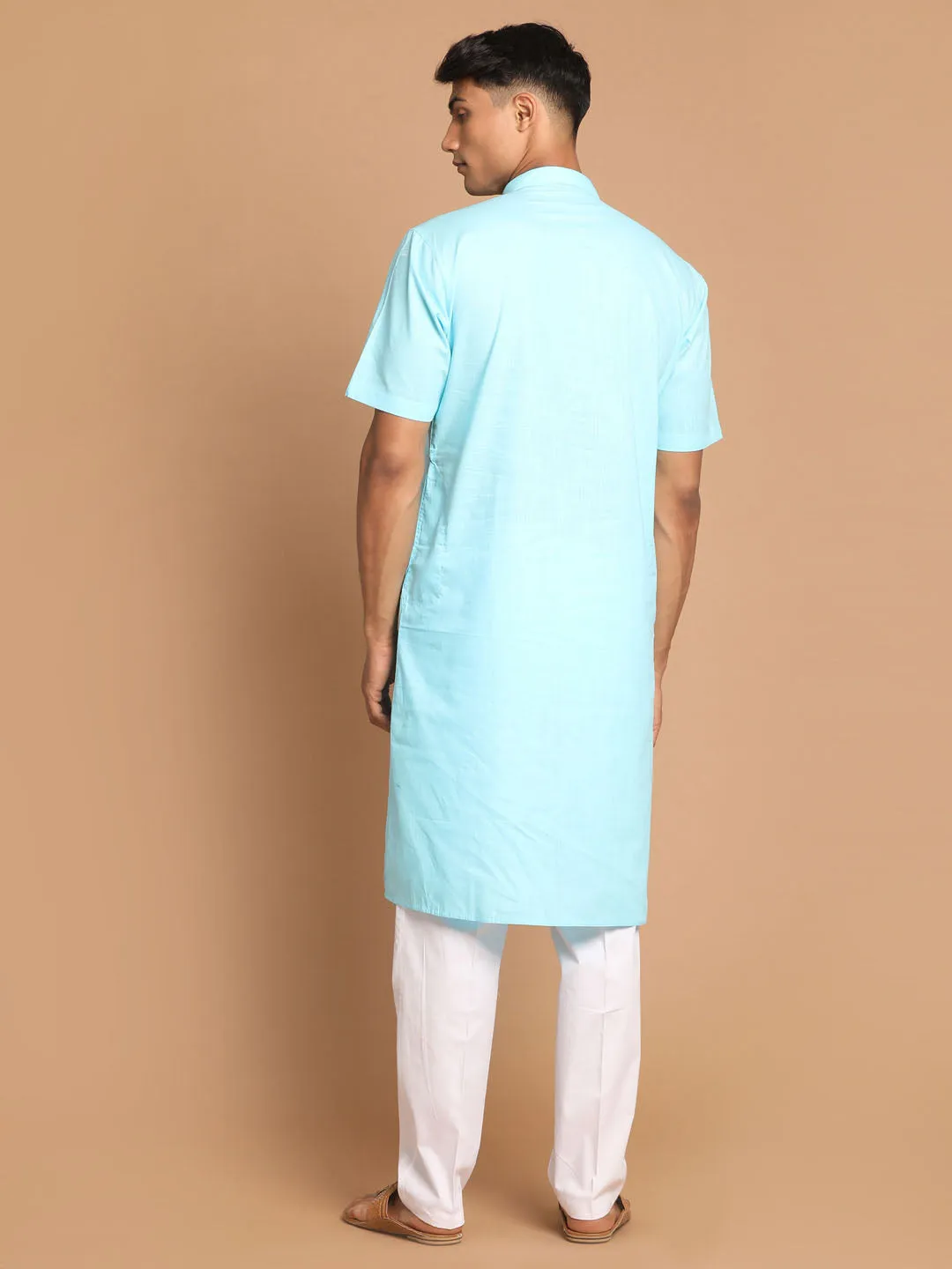 Vastramay Men's Blue Kurta with Pyjamas