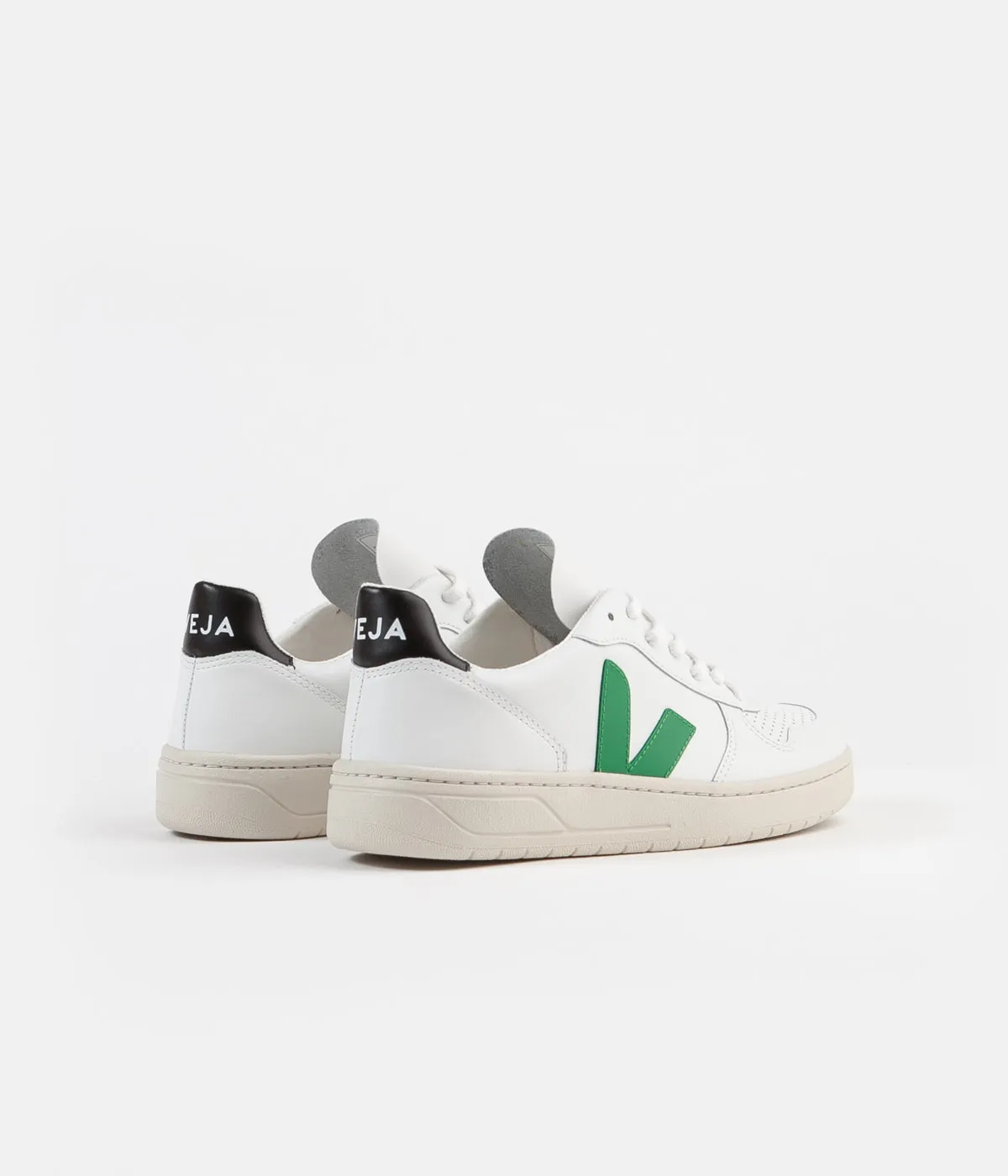 Veja V-10 Leather Shoes - Extra White / Emeraude / Black