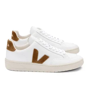 VEJA V-12 Leather Trainer - Extra White Camel