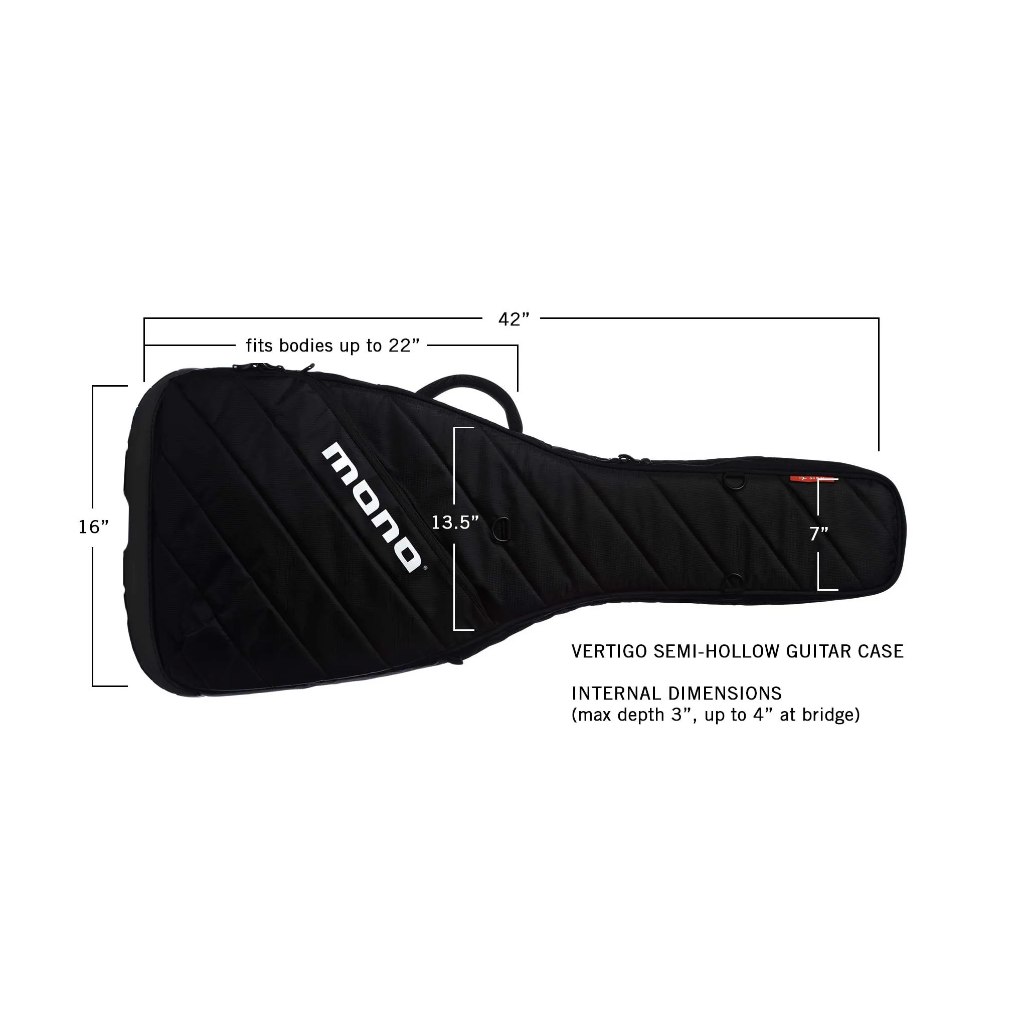 Vertigo Semi-Hollow Guitar Case, Black