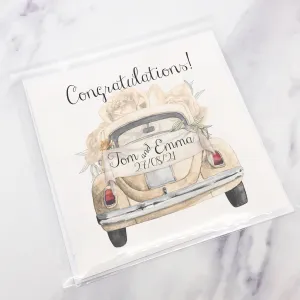 Wedding Car Congratulations Mr & Mrs Wedding Day Card